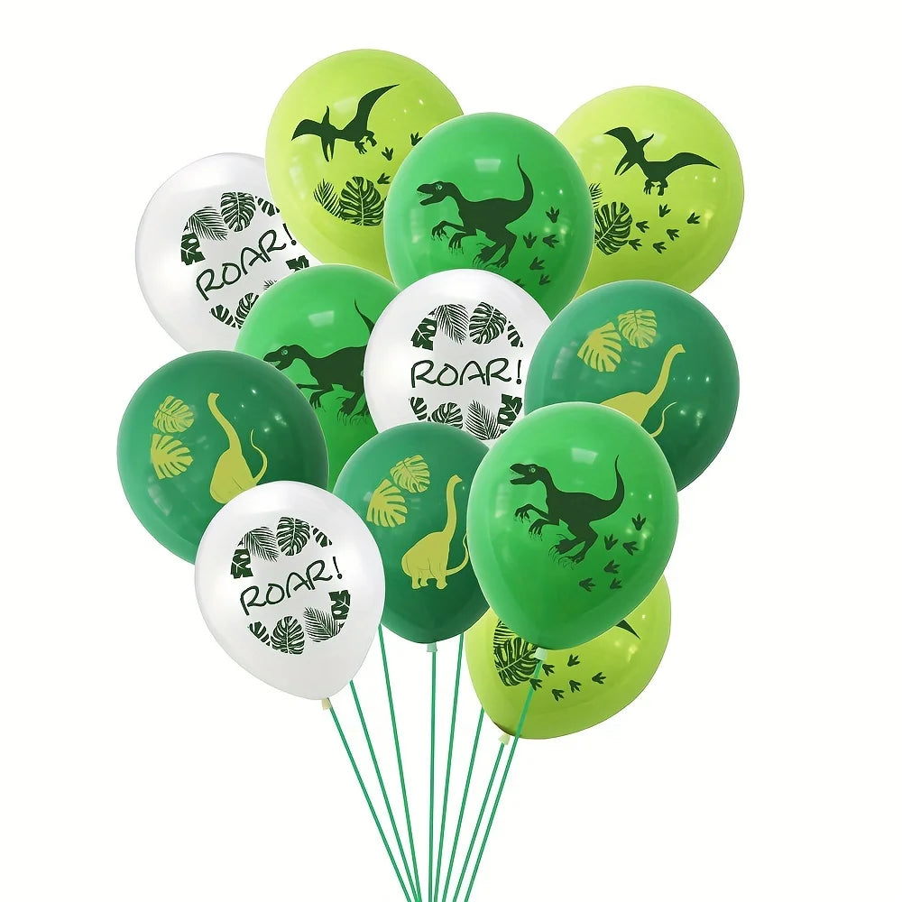 12pcs/set 12inch Dino Birthday Balloons Dinosaur Jungle Wild Animal Party ROAR Latex Balloons Kids Birthday Party Air Ballon
