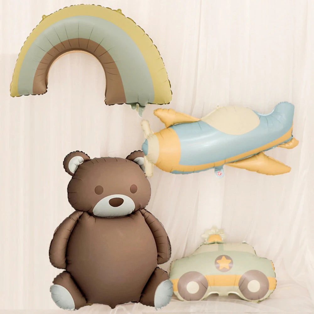 Teddybär Folienballon Set – Süßer Cartoon Bär in Rosa & Creme | Kindergeburtstag & Babyparty