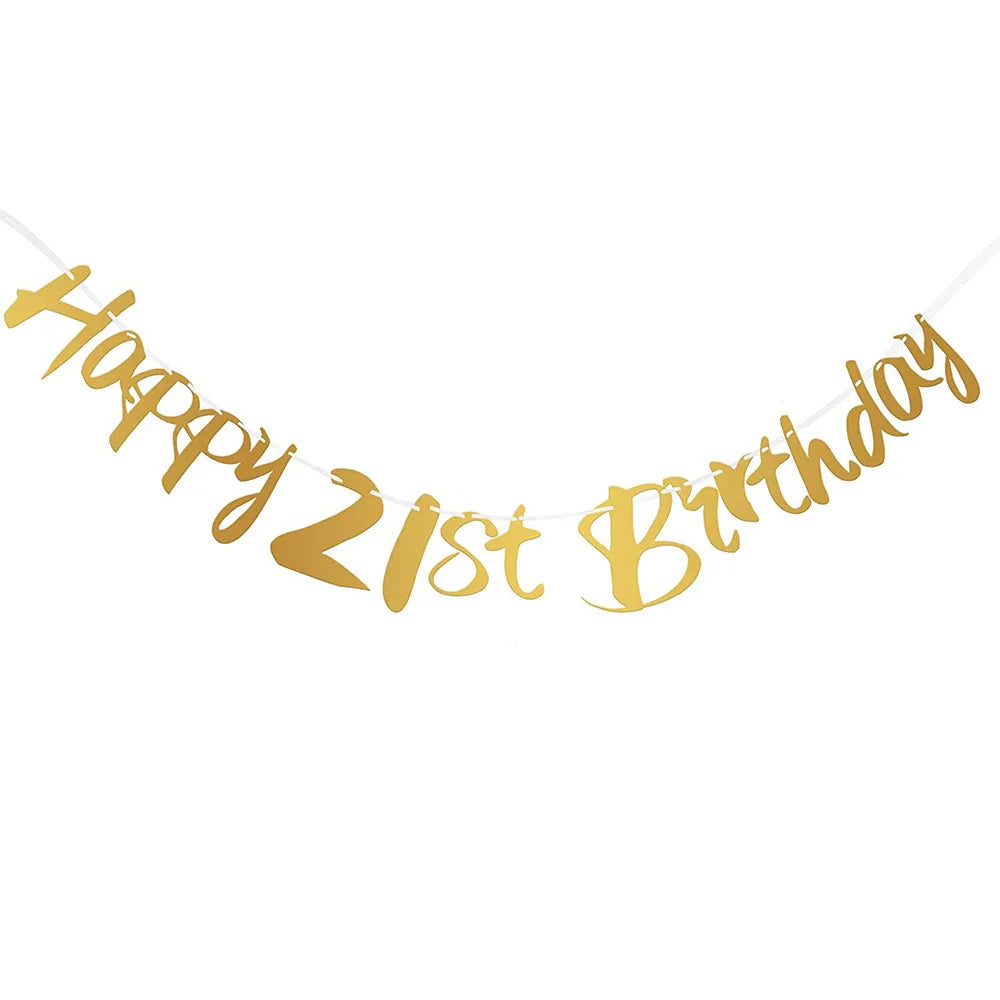Glitzer Gold Happy Birthday Banner – Geburtstagsdeko für runde Geburtstage | 1. bis 80.