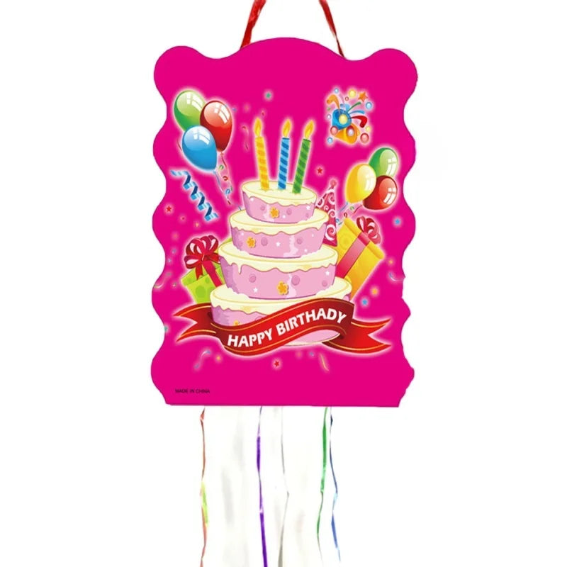 1Pcs Happy Birthday Theme Pinata Decoration Kids Girls Boy Favors Birthday Party Decorations Supplies DIY Paperboard Pinatas