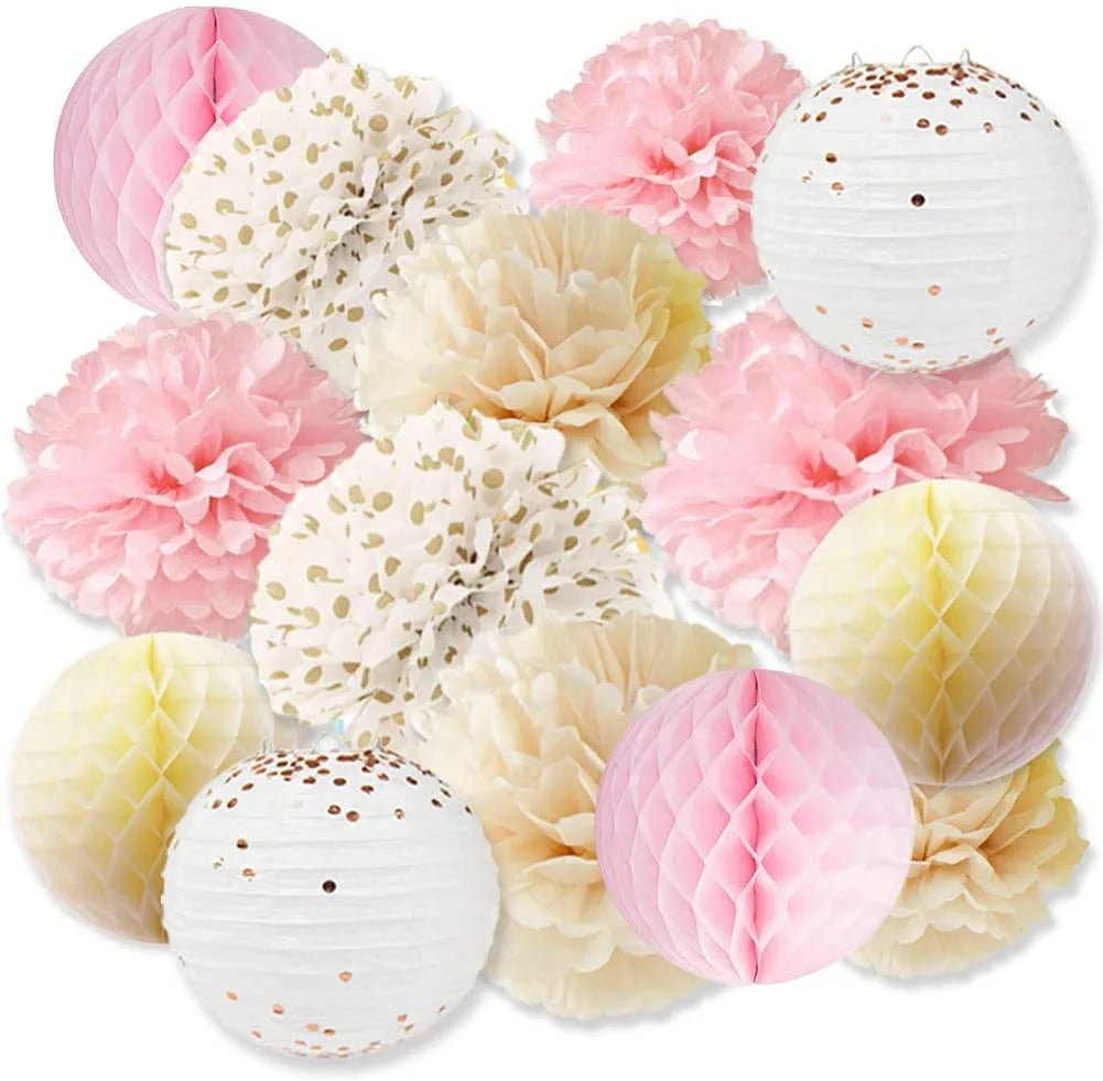 Sweet 16 Geburtstag Deko Set – Rosegold Ballons, Banner, Vorhang & Pompons | Komplettset