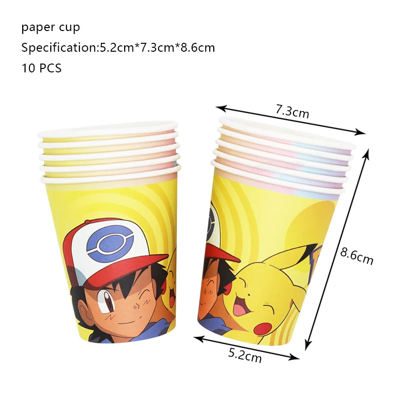 Pokemon Birthday Party Decoration New Ligntning Pikachu Balloon Kid Event Supplies Disposable Tableware Banner Backdrop Plate