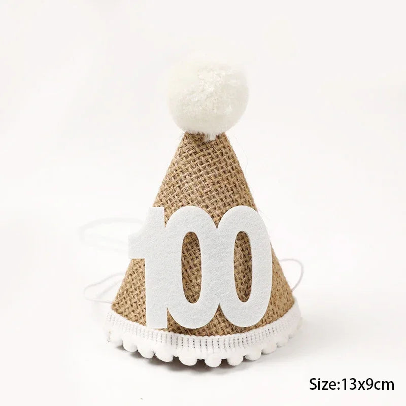 Geburtstags-Hut Baby aus Leinen – 1. 2. 3. Geburtstag | Fotoshooting & Babyparty