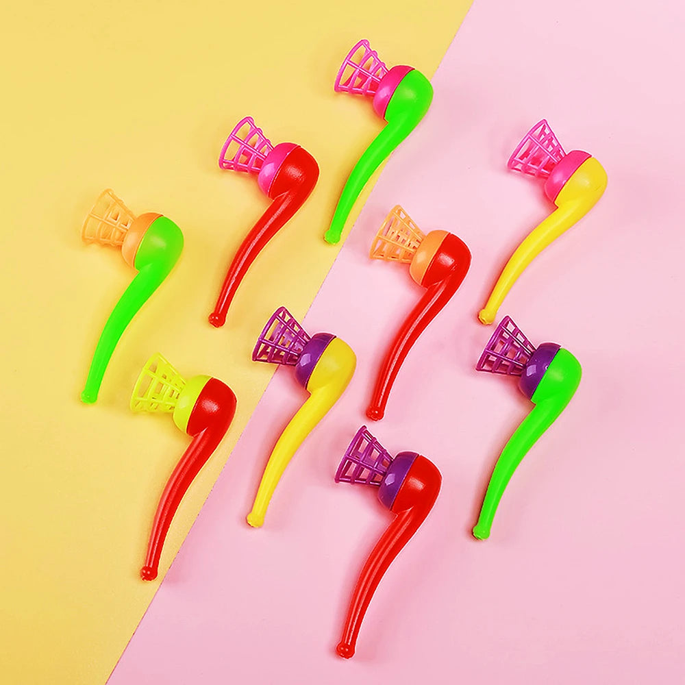 12Pcs Fun Magic Blowing Pipe Floating Ball Game Kids Birthday Party Favors Keepsakes Carnival Christmas Party Prizes Piñatas Toy