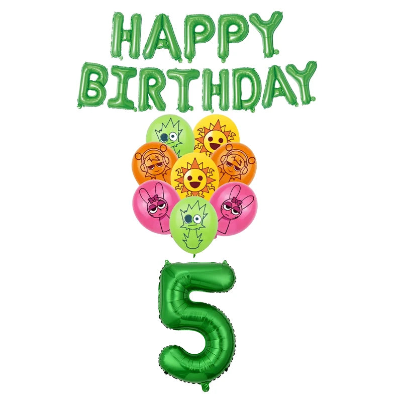Sprunki Birthday Party Decorations Balloons Backdrop Banners Tableware Set Tablecloth Cups Plates Straws Kids Party Supplies