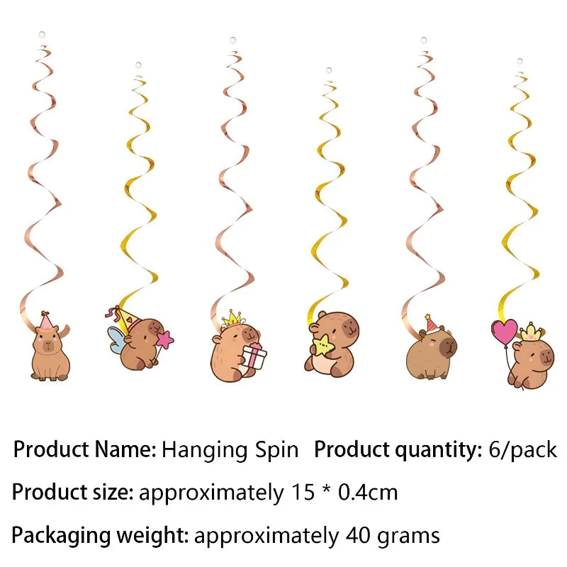 Capybara Birthday Party Decoration Happy Balloons Girl Tablecloth Tableware Surprises Cake Topper Accessories Banner Napkins Set