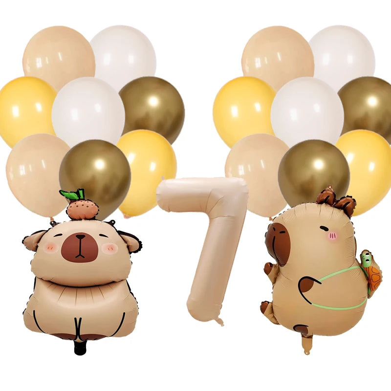 Cute Cartoon Capybara Balloon Capybara Birthday Party Decorations Caramel Foil Number Baby Shower Globos Gift Toys