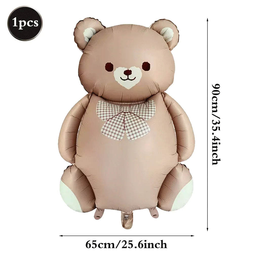 Teddybär Folienballon Set – Süßer Cartoon Bär in Rosa & Creme | Kindergeburtstag & Babyparty