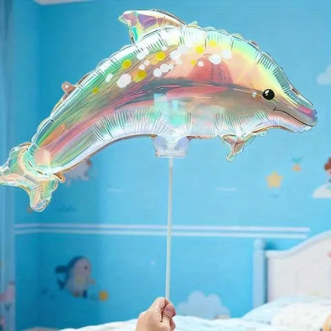 6 Colorful Dolphin Balloons, Birthday Balloons, Party Supplies, Christmas Decorations, Equipped with Balloon Sticks, Self-Sealing, Easy to Inflate, Suitable for Birthday, Anniversary Party Decorations, Gatherings, Christmas