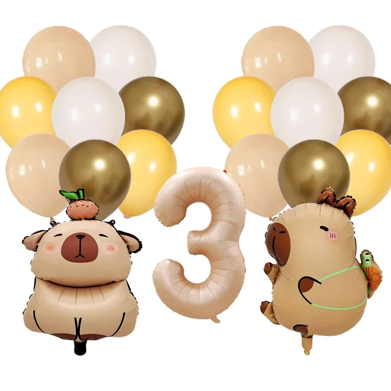 Cute Cartoon Capybara Balloon Capybara Birthday Party Decorations Caramel Foil Number Baby Shower Globos Gift Toys