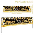 Black Gold Happy Birthday Banner Balloon Flag Adult 30th 40th 50th 60th Birthday Party Decoration Supplies Bunting Anniversary
