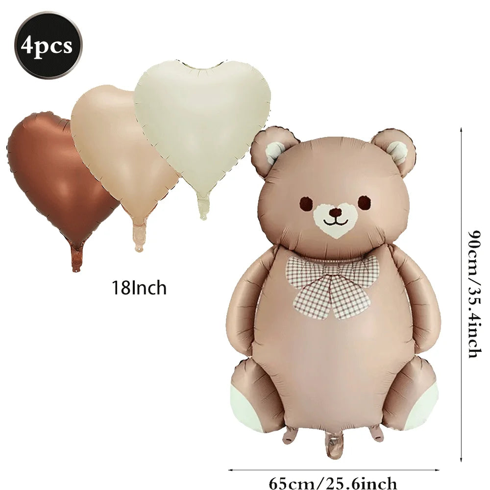 Teddybär Folienballon Set – Süßer Cartoon Bär in Rosa & Creme | Kindergeburtstag & Babyparty