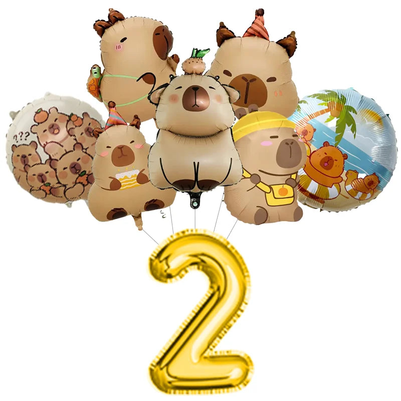 Capybara Birthday Party Decoration Happy Balloons Girl Tablecloth Tableware Surprises Cake Topper Accessories Banner Napkins Set
