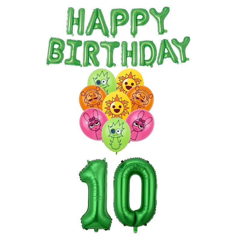 Sprunki Birthday Party Decorations Balloons Backdrop Banners Tableware Set Tablecloth Cups Plates Straws Kids Party Supplies
