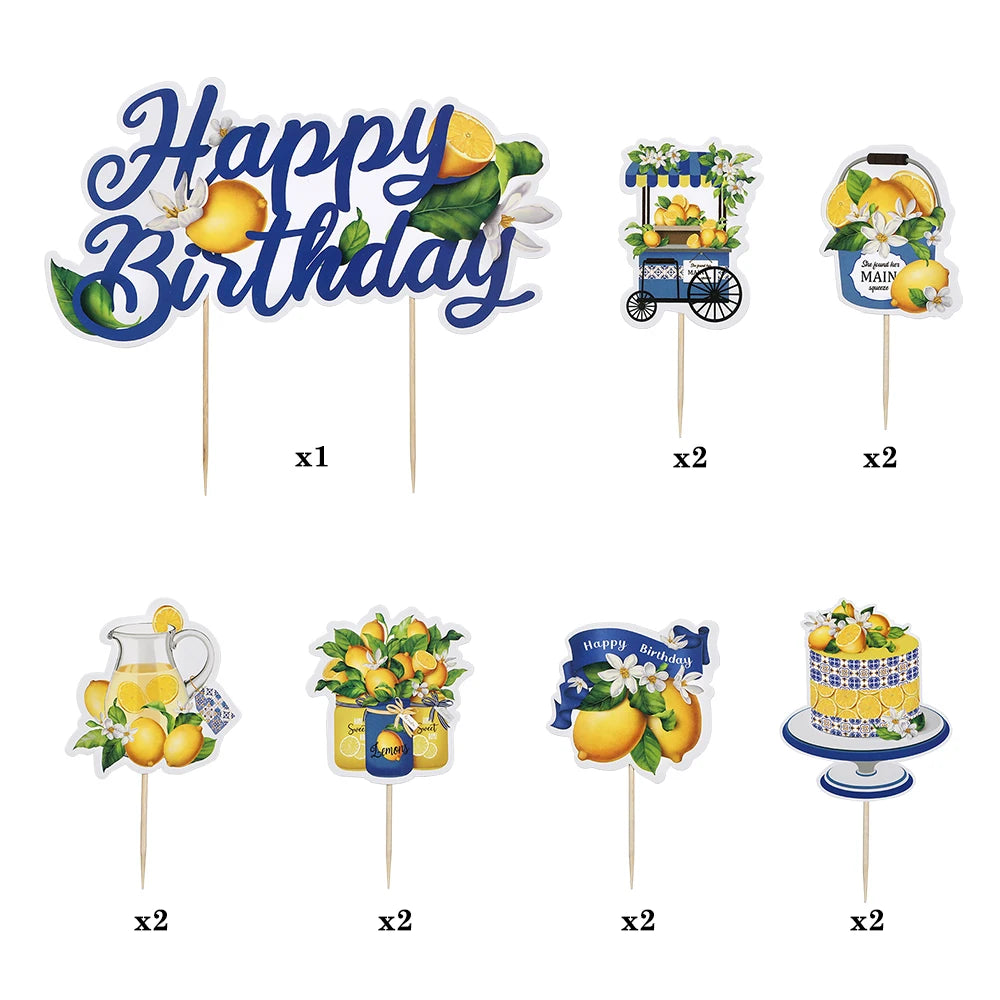 Happy Birthday Banner – Zitronen-Deko Set für Kindergeburtstag & Babyparty