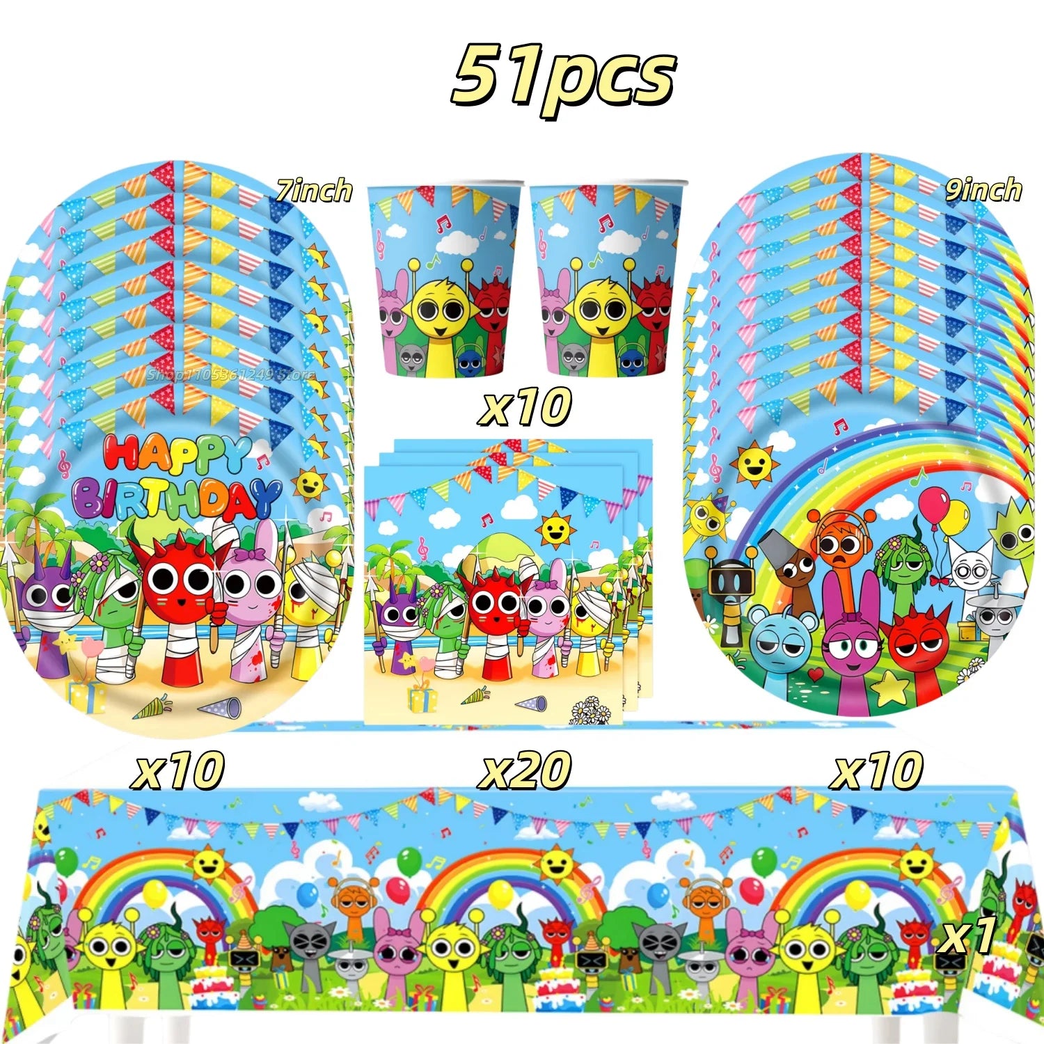 New Sprunki Birthday Party Decoration Balloons Set Kids Boys Favors Birthday Party Supplies IncredibES Tableware for Baby Shower