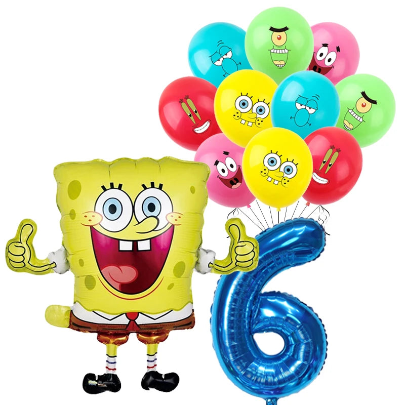Spongebob Child party Birthday balloon set Patrick Star Foil Number Latex balloon Baby shower Party Decorations Supplies Globos