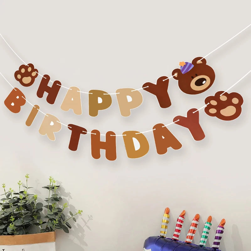 Teddybär Happy Birthday Banner Girlande – Wimpelkette für Kindergeburtstag | 5 Designs
