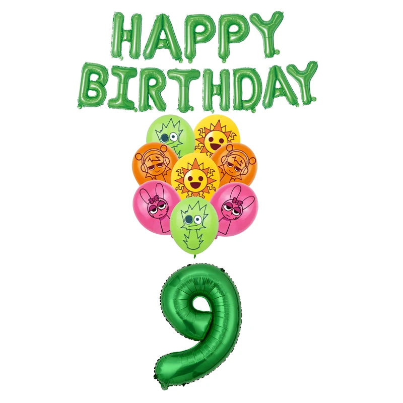 Sprunki Birthday Party Decorations Balloons Backdrop Banners Tableware Set Tablecloth Cups Plates Straws Kids Party Supplies