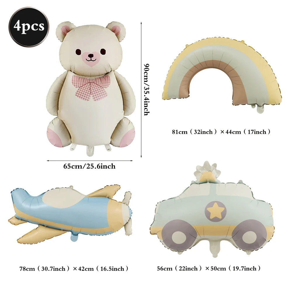 Teddybär Folienballon Set – Süßer Cartoon Bär in Rosa & Creme | Kindergeburtstag & Babyparty
