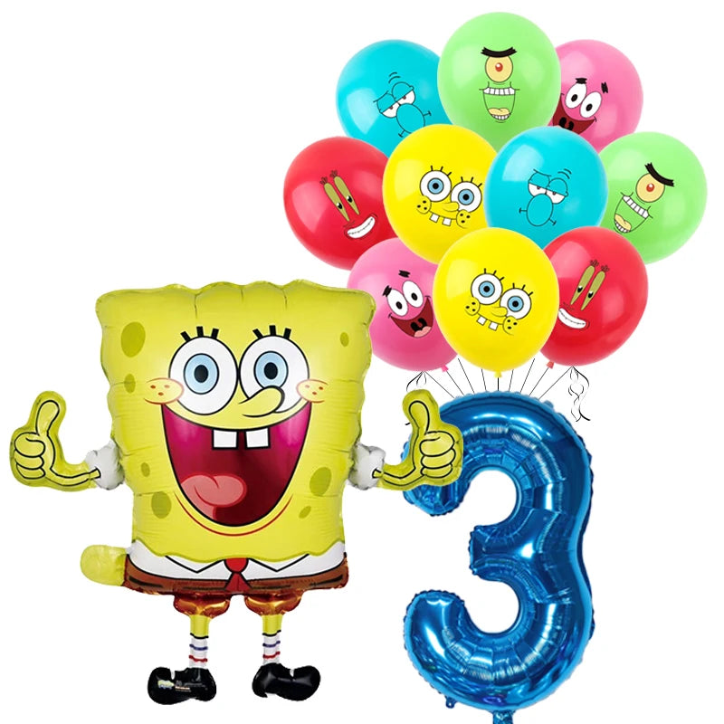 Spongebob Child party Birthday balloon set Patrick Star Foil Number Latex balloon Baby shower Party Decorations Supplies Globos
