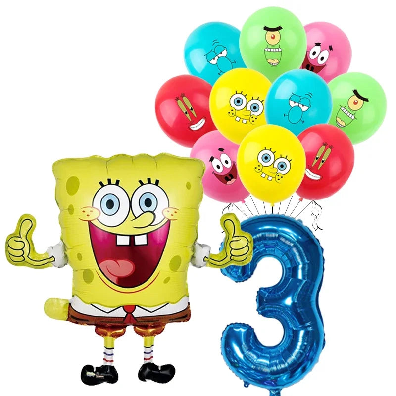 Spongebob Child party Birthday balloon set Patrick Star Foil Number Latex balloon Baby shower Party Decorations Supplies Globos