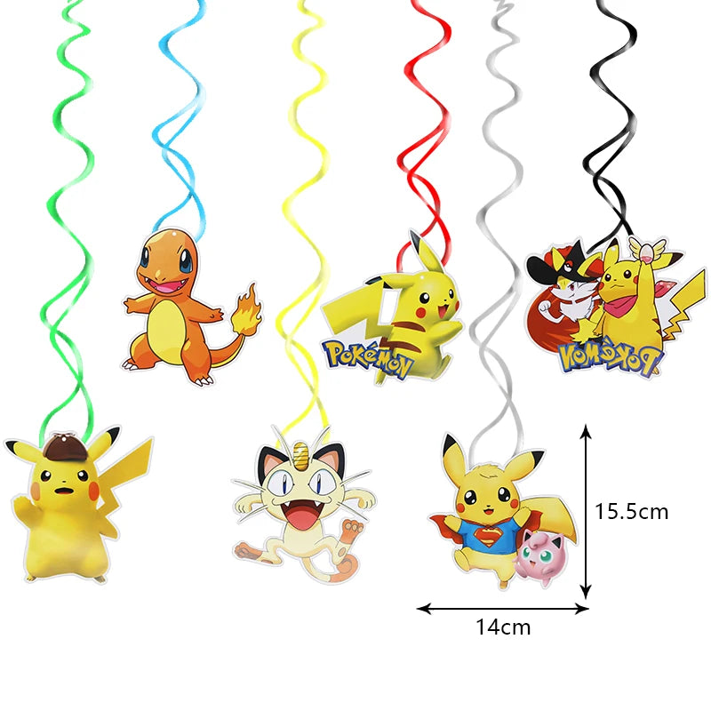 Pokemon Birthday Party Decoration New Ligntning Pikachu Balloon Kid Event Supplies Disposable Tableware Banner Backdrop Plate