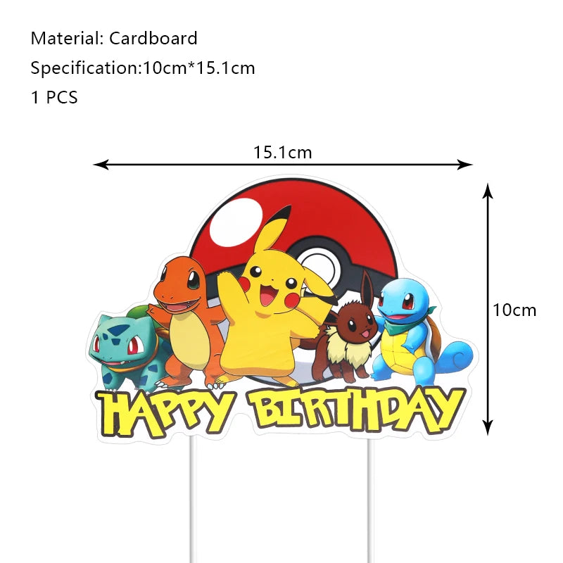 Pokemon Birthday Party Decoration New Ligntning Pikachu Balloon Kid Event Supplies Disposable Tableware Banner Backdrop Plate