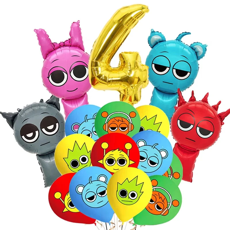 New Sprunki Birthday Party Decoration Balloons Set Kids Boys Favors Birthday Party Supplies IncredibES Tableware for Baby Shower