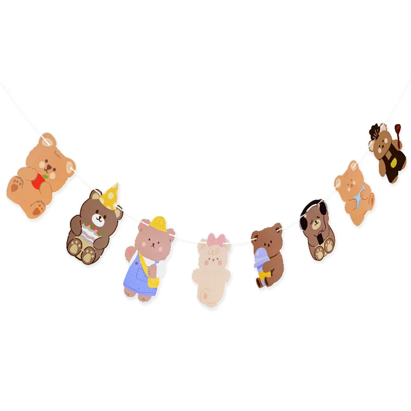 Teddybär Happy Birthday Banner Girlande – Wimpelkette für Kindergeburtstag | 5 Designs