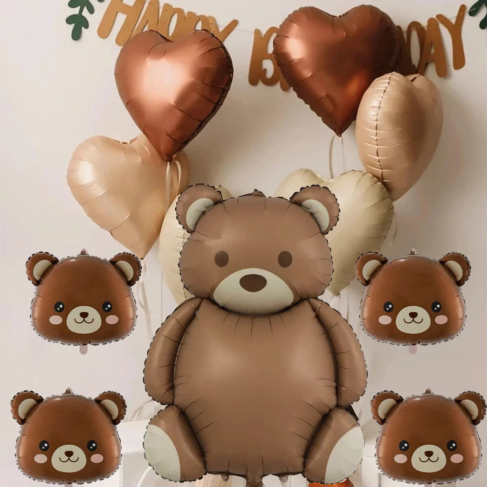 Teddybär Folienballon Set – Süßer Cartoon Bär in Rosa & Creme | Kindergeburtstag & Babyparty