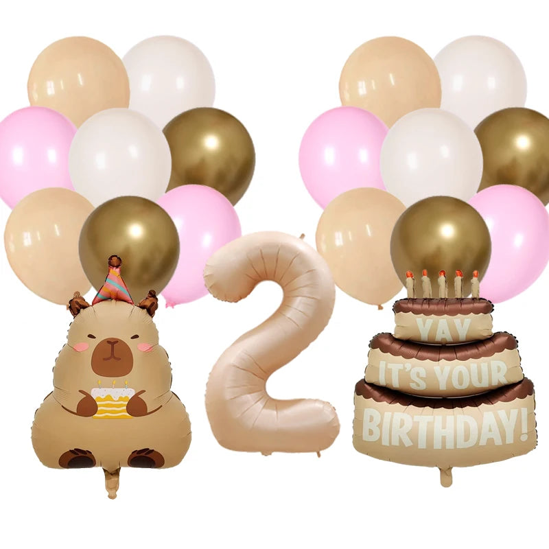 Cute Cartoon Capybara Balloon Capybara Birthday Party Decorations Caramel Foil Number Baby Shower Globos Gift Toys