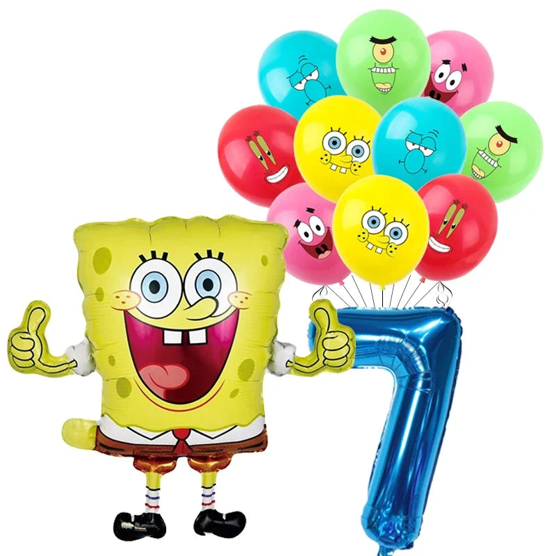 Spongebob Child party Birthday balloon set Patrick Star Foil Number Latex balloon Baby shower Party Decorations Supplies Globos