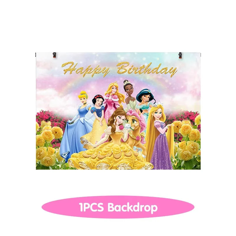 Princess Birthday Party Decorations Candy Gift Boxes Pink Princes Balloons Stickers Tableware Set Backdrop Party Favors Birthday