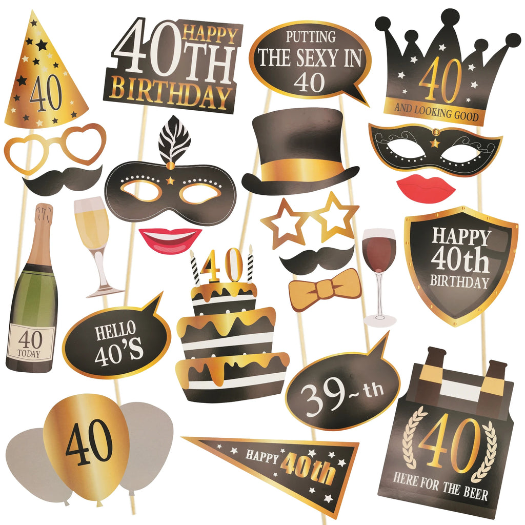 Photo Booth Props Set – Geburtstag 30 40 50 60 Jahre | Fotoshooting Accessoires