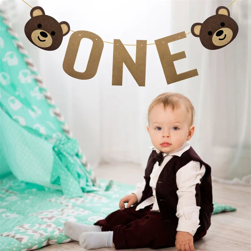 Süßes Bären Banner 1. Geburtstag – Wimpelgirlande für Jungen & Mädchen | Baby Shower & Party Deko | 11 Designs