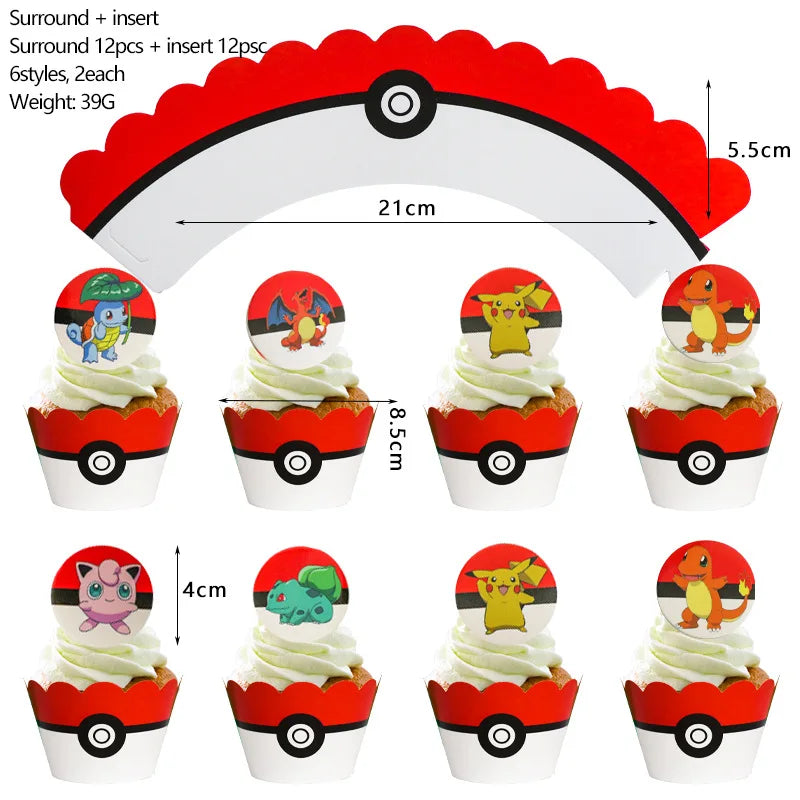 Pokemon Birthday Party Decoration New Ligntning Pikachu Balloon Kid Event Supplies Disposable Tableware Banner Backdrop Plate