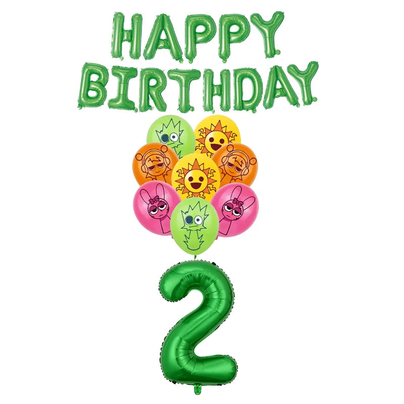 Sprunki Birthday Party Decorations Balloons Backdrop Banners Tableware Set Tablecloth Cups Plates Straws Kids Party Supplies