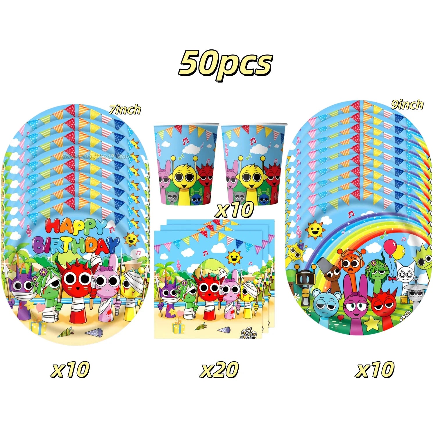 New Sprunki Birthday Party Decoration Balloons Set Kids Boys Favors Birthday Party Supplies IncredibES Tableware for Baby Shower