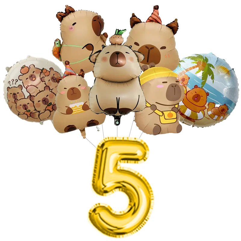 Capybara Birthday Party Decoration Happy Balloons Girl Tablecloth Tableware Surprises Cake Topper Accessories Banner Napkins Set