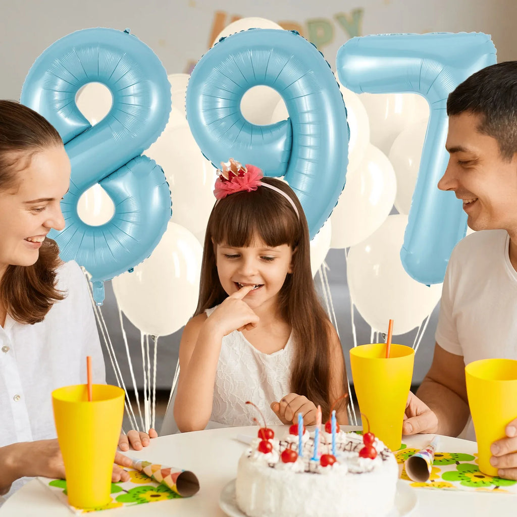 40inch Large Pearl Blue Number Balloons Jungle Safari Birthday Balloon Party Foil Balloon 0 1 2 3 4 5 6 7 8 9 globos Balls