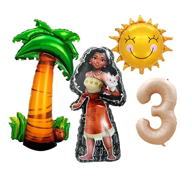 1 Set Ocean Adventure Moana Cartoon  Aluminum Balloons Kids Baby Shower Birthday Party Decoration Supplies