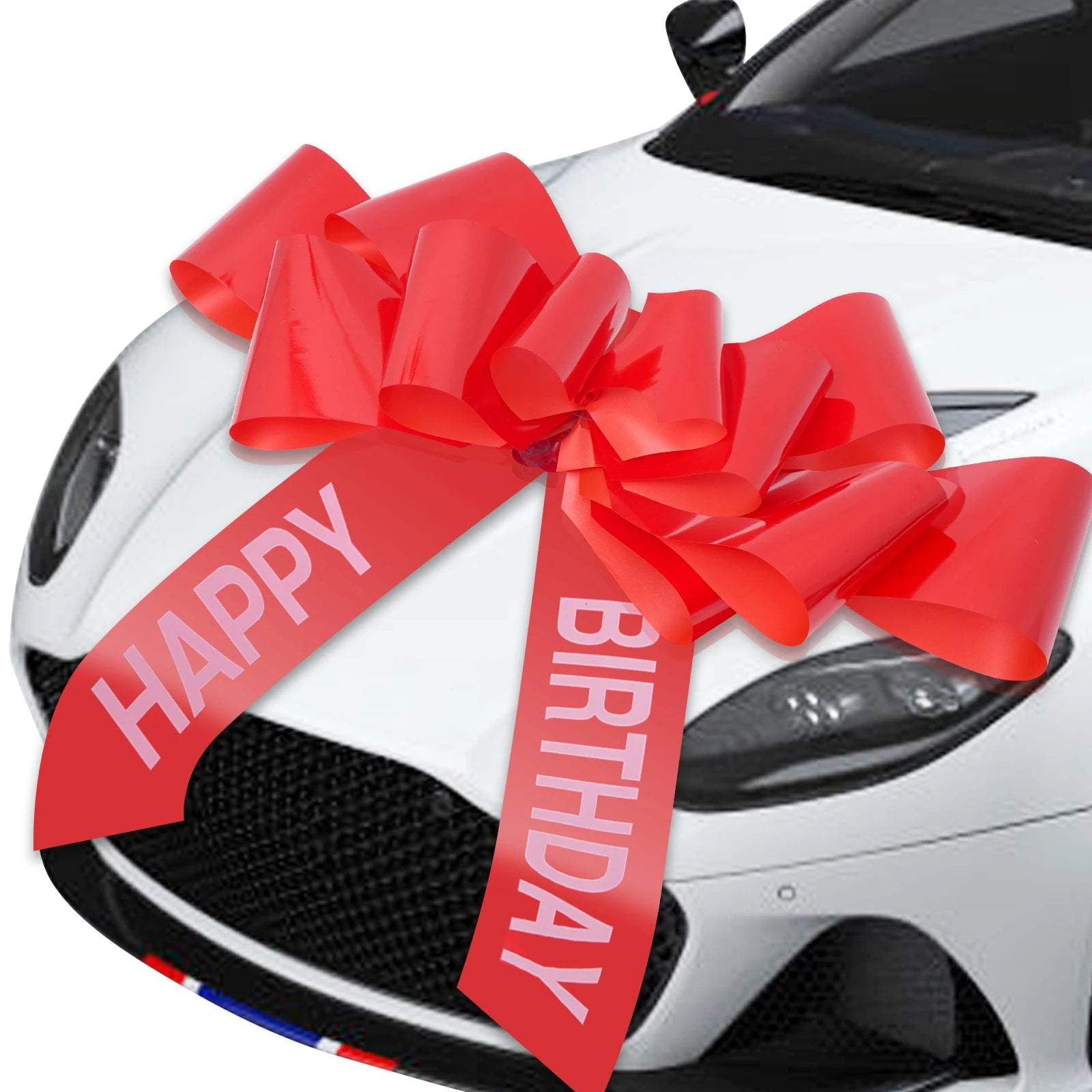 Riesige Happy Birthday Geschenkschleife 30 Zoll – Große Ziehschleife für Auto & Geschenke | Rot