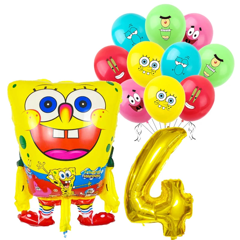 Spongebob Child party Birthday balloon set Patrick Star Foil Number Latex balloon Baby shower Party Decorations Supplies Globos