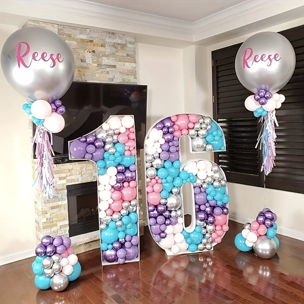 70cm DIY Geburtstags-Zahlen-Deko Set 0–9 mit 30 Ballons – Party Raumdekoration