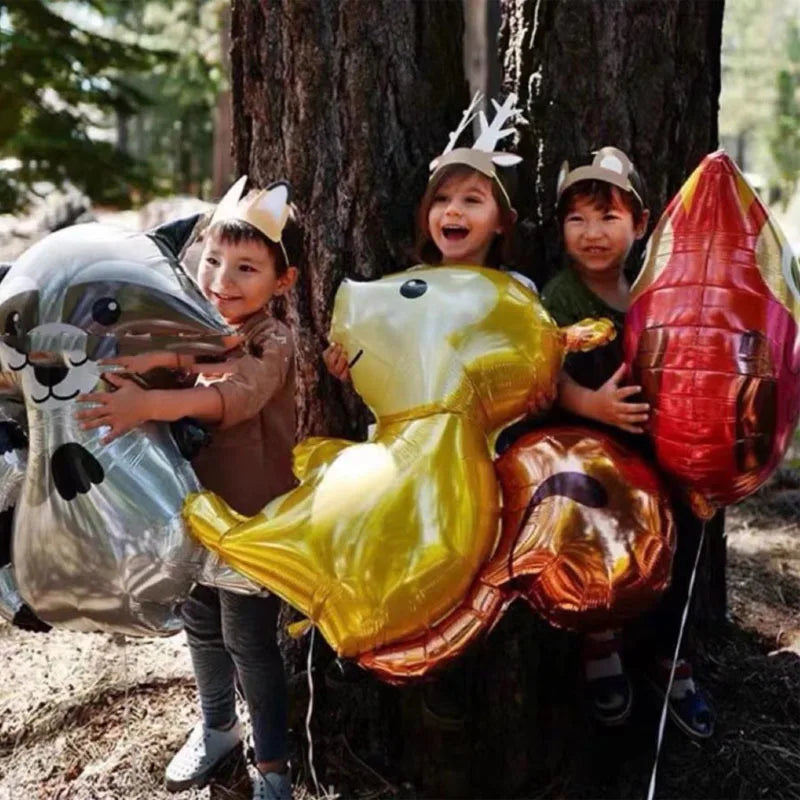 Woodland Animal Balloons Woodland Themed Baby Shower Birthday Fall Party Decor Fox Deer Tiger Bear Forest Animal Mylar Balloon