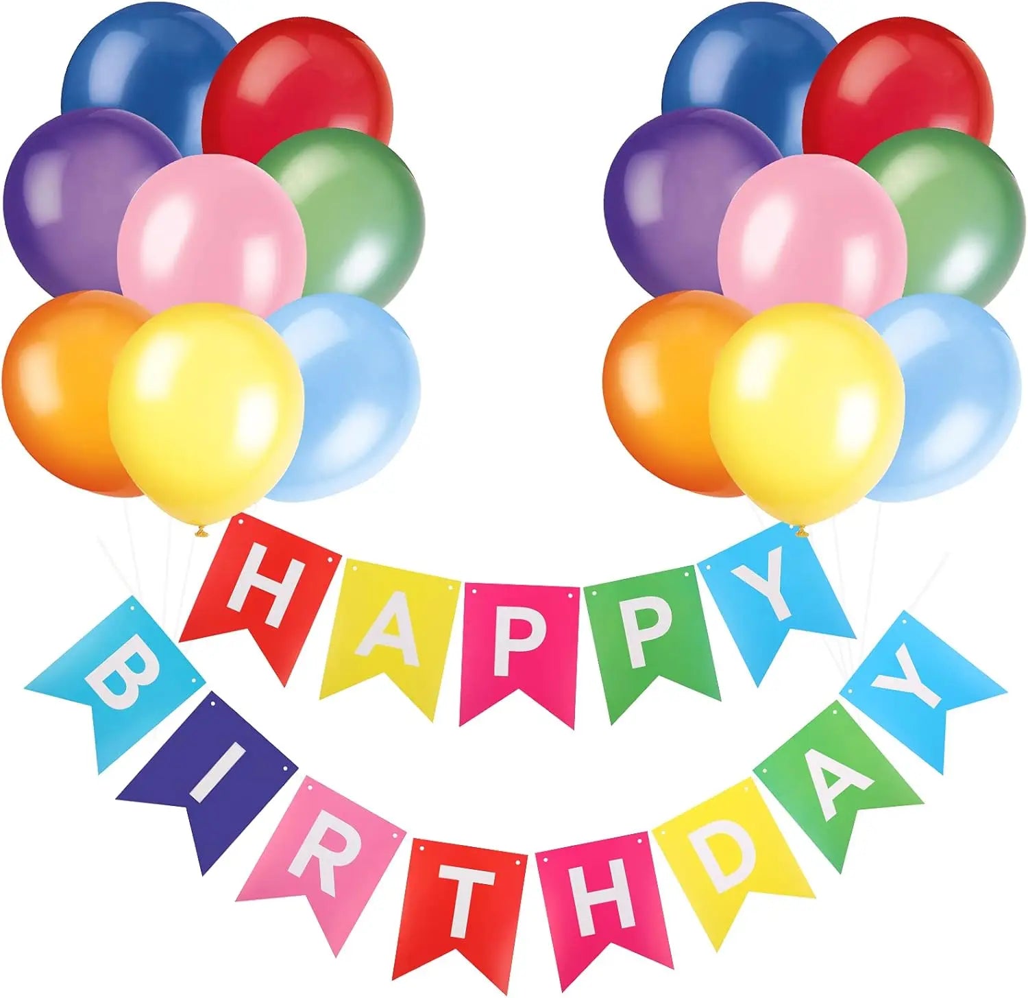 Happy Birthday Banner & Konfetti-Latexballons Set – 12 Zoll | Geburtstagsdeko für Kinder