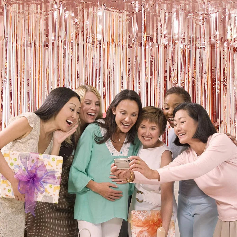 Sweet 16 Geburtstag Deko Set – Rosegold Ballons, Banner, Vorhang & Pompons | Komplettset