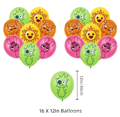 Sprunki Birthday Party Decorations Balloons Backdrop Banners Tableware Set Tablecloth Cups Plates Straws Kids Party Supplies