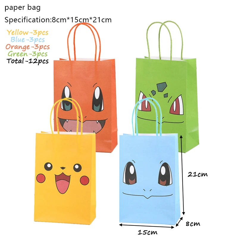 Pokemon Birthday Party Decoration New Ligntning Pikachu Balloon Kid Event Supplies Disposable Tableware Banner Backdrop Plate